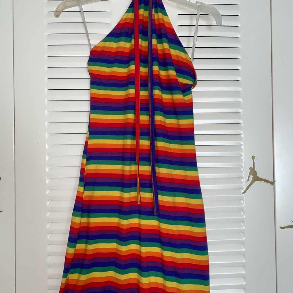 Rainbow 🌈 tie up halter dress